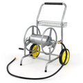 Garden Hose Reel Cart Holds 230FT of 5/8" Hose, Heavy Duty Hose Cart with 2 Wheels & Storage Basket, Portable Water Hose Organizer for Yard